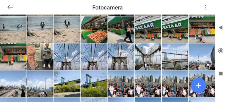 Schermata di una porzione di galleria di viaggi di uno smartphone