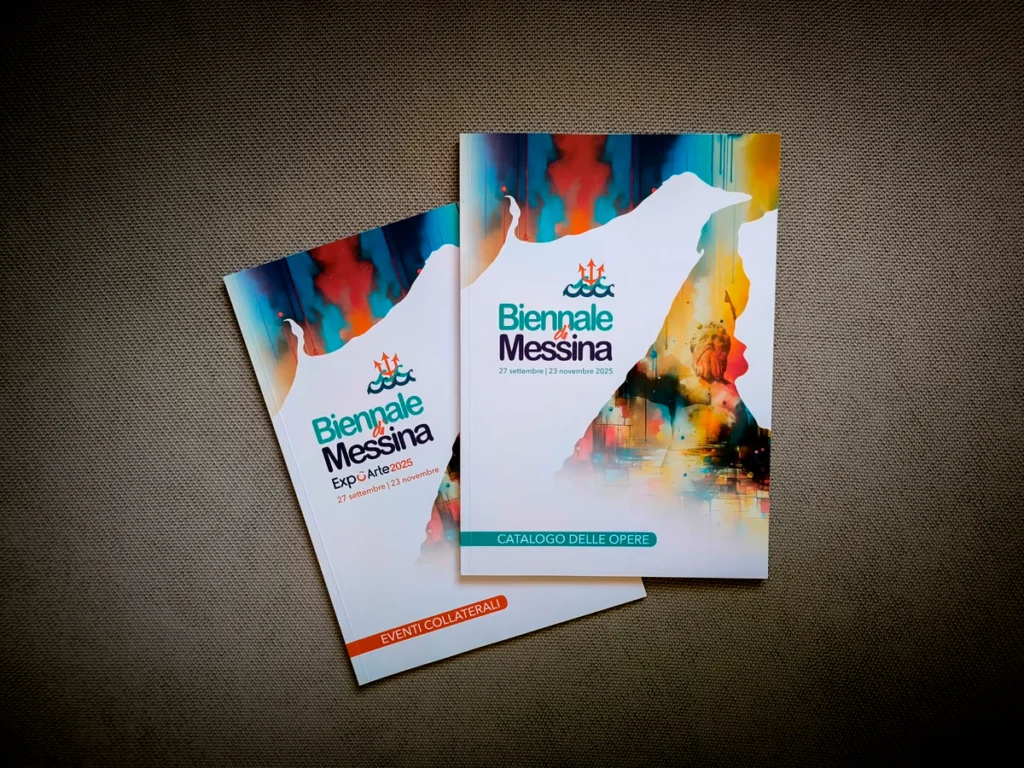 Cataloghi della Biennale di Messina 2025 – progetto grafico e impaginazione di Antonella Mangano